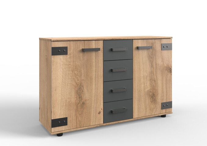 Kombikommode >Stockholm I< (B/H/T: 130x83x41 cm) in braun - 130x83x41cm (BxHxT)