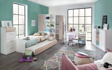 Dreh-/Schwebetürenschrank >Joker< (B/H/T: 124x199x148 cm) in Weiß