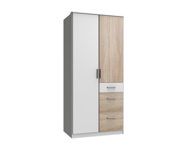 Kleiderschrank >Joker< (B/H/T: 91x199x58 cm) in Weiß - 91x199x58cm (BxHxT)