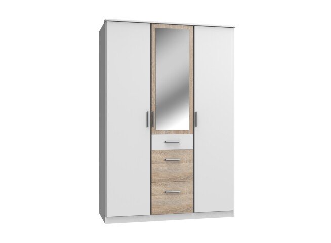 Dreh-/Schwebetürenschrank >Joker< (B/H/T: 135x199x58 cm) in Weiß