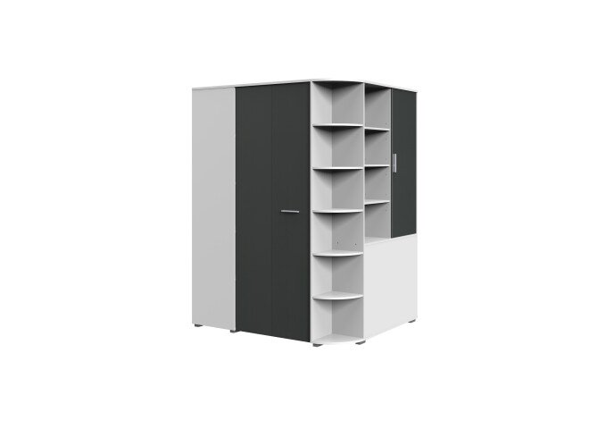 Dreh-/Schwebetürenschrank >Joker< (B/H/T: 124x199x148 cm) in Weiß