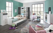 Dreh-/Schwebetürenschrank >Joker< (B/H/T: 124x199x148 cm) in Weiß