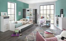 Dreh-/Schwebetürenschrank >Joker< (B/H/T: 124x199x148 cm) in Weiß