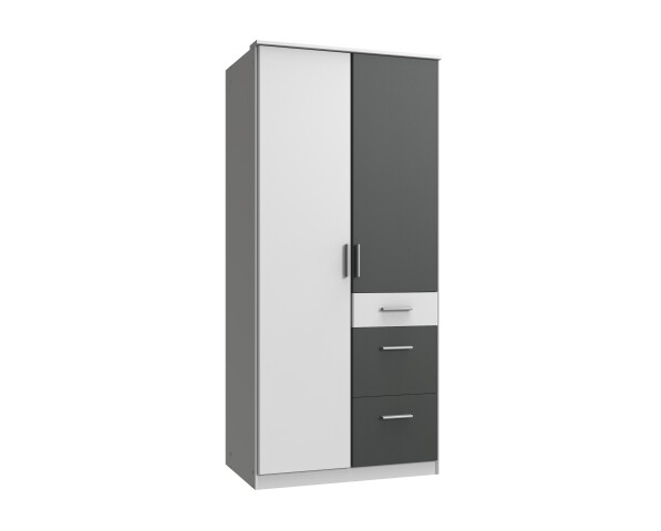 Dreh-/Schwebetürenschrank >Joker< (B/H/T: 91x199x58 cm) in Weiß