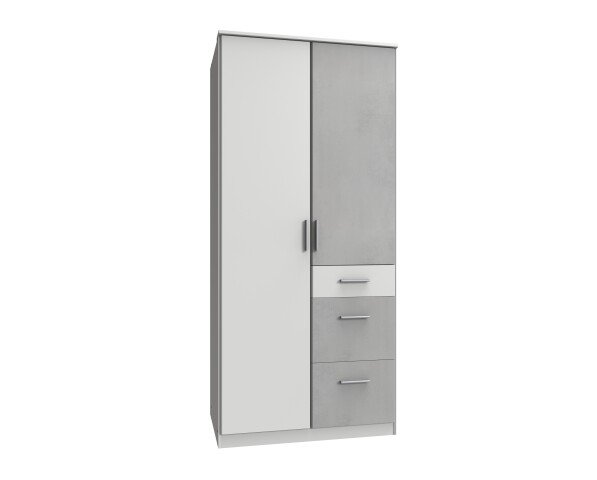Dreh-/Schwebetürenschrank >Joker< (B/H/T: 91x199x58 cm) in Weiß