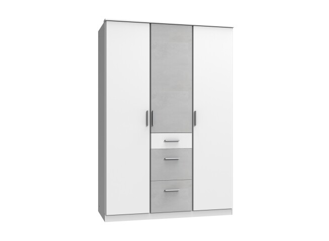 Dreh-/Schwebetürenschrank >Joker< (B/H/T: 135x199x58 cm) in Weiß