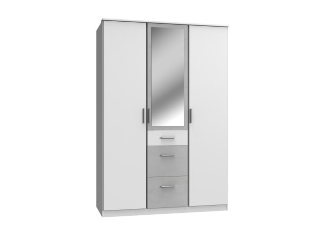 Dreh-/Schwebetürenschrank >Joker< (B/H/T: 135x199x58 cm) in Weiß