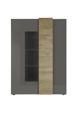 Standvitrine >POSITANO< (B/H/T: 121x168x44 cm) in dunkelgrau