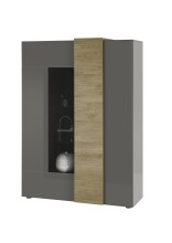 Standvitrine >POSITANO< (B/H/T: 121x168x44 cm) in dunkelgrau