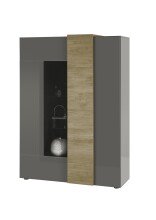 Standvitrine >POSITANO< (B/H/T: 121x168x44 cm) in dunkelgrau