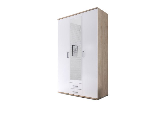 Kleiderschrank >Kitty II< in Sonoma-Eiche / Weiß - 120x197x53cm (BxHxT)