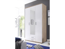 Kleiderschrank >Kitty II< in Sonoma-Eiche / Weiß - 120x197x53cm (BxHxT)