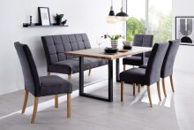 Esstisch >Roxbury< in Wildeiche aus Massivholz, Metall - 180x77x90cm (BxHxT)