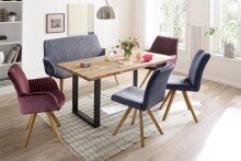 Esstisch >Roxbury< in Wildeiche aus Massivholz, Metall - 180x77x90cm (BxHxT)