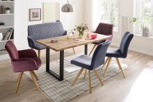 Esstisch >Roxbury< in Wildeiche aus Massivholz, Metall - 200x77x100cm (BxHxT)