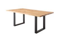 Esstisch >Roxbury< in Wildeiche aus Massivholz, Metall - 200x77x100cm (BxHxT)