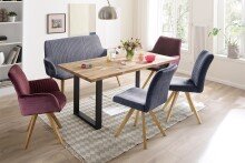 Esstisch >Roxbury< in Wildeiche aus Massivholz, Metall - 200x77x100cm (BxHxT)