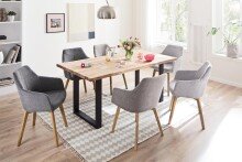 Esstisch >Roxbury< in Wildeiche aus Massivholz, Metall - 200x77x100cm (BxHxT)