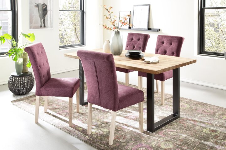 Esstisch >Limerick< in Kernbuche aus Massivholz, Metall - 160x77x90cm (BxHxT)