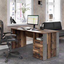 Computertisch >Celon< in Old Wood Vintage - 160x73.5x69.6cm (BxHxT)
