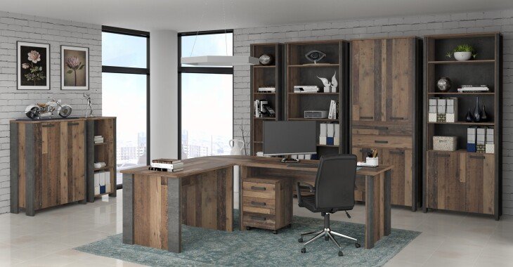 Büro-Set >Celon< (10-teilig) in Old Wood Vintage