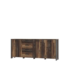 Beistellschrank >Celon< in Old Wood Vintage - 206.1x86.3x41.6cm (BxHxT)