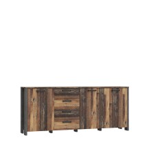 Beistellschrank >Celon< in Old Wood Vintage - 206.1x86.3x41.6cm (BxHxT)