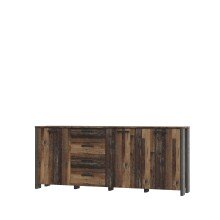Beistellschrank >Celon< in Old Wood Vintage - 206.1x86.3x41.6cm (BxHxT)