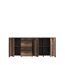 Beistellschrank >Celon< in Old Wood Vintage - 206.1x86.3x41.6cm (BxHxT)