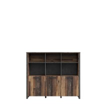 Beistellschrank >Celon< in Old Wood Vintage - 136.4x118.3x41.6cm (BxHxT)