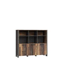 Beistellschrank >Celon< in Old Wood Vintage - 136.4x118.3x41.6cm (BxHxT)