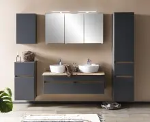 Hängeschrank >Villach< (B/H/T: 40x64x20 cm) in matt grau - 40x64x20 (BxHxT)