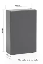 Hängeschrank >Villach< (B/H/T: 40x64x20 cm) in matt grau - 40x64x20 (BxHxT)