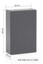 Hängeschrank >Villach< (B/H/T: 40x64x20 cm) in matt grau - 40x64x20 (BxHxT)