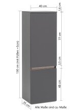 Midischrank >Villach< (B/H/T: 40x130x35 cm) in wotaneiche - 40x130x35 (BxHxT)