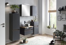Midischrank >Villach< (B/H/T: 40x130x35 cm) in matt grau - 40x130x35 (BxHxT)