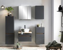 Midischrank >Villach< (B/H/T: 40x130x35 cm) in matt grau - 40x130x35 (BxHxT)