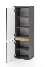 Midischrank >Villach< (B/H/T: 40x130x35 cm) in matt grau - 40x130x35 (BxHxT)