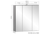 Badezimmerspiegelschrank >Villach< (B/H/T: 60x64x20 cm) in matt grau