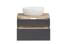 Waschtisch-Set >Villach< (B/H/T: 61x41x47 cm) in matt grau - 61x41x47 (BxHxT)