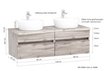 Waschtisch-Set >Villach< (B/H/T: 121x41x47 cm) in wotaneiche - 121x41x47 (BxHxT)