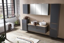 Waschtisch-Set >Villach< (B/H/T: 121x41x47 cm) in matt grau - 121x41x47 (BxHxT)