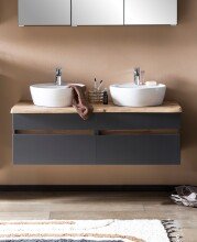 Waschtisch-Set >Villach< (B/H/T: 121x41x47 cm) in matt grau - 121x41x47 (BxHxT)