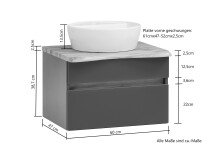Waschtisch-Set >Villach< (B/H/T: 60x200x47 cm) in matt grau - 60x200x47 (BxHxT)
