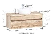 Waschtisch-Set >Villach< (B/H/T: 100x200x47 cm) in matt grau aus MDF