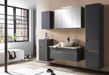 Waschtisch-Set >Villach< (B/H/T: 100x200x47 cm) in matt grau aus MDF