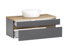 Waschtisch-Set >Villach< (B/H/T: 100x200x47 cm) in matt grau aus MDF