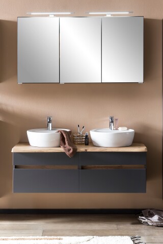 Waschtisch-Set >Villach< (B/H/T: 120x200x47 cm) in matt grau aus MDF