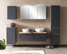 Waschtisch-Set >Villach< (B/H/T: 120x200x47 cm) in matt grau aus MDF