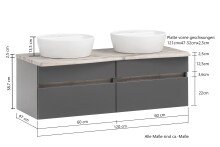 Waschtisch-Set >Villach< (B/H/T: 120x200x47 cm) in matt grau aus MDF